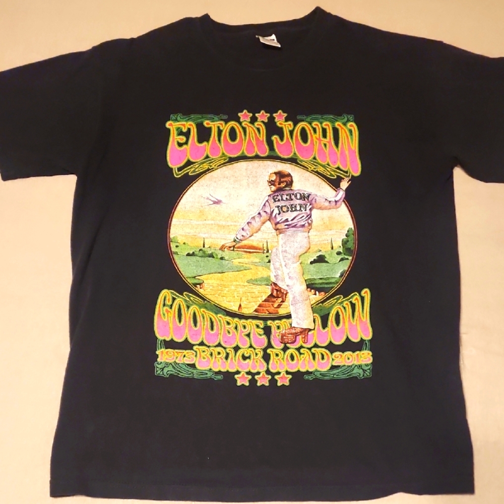 Lg Elton John Black Graphic T-Shirt